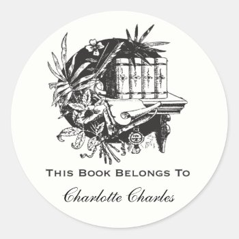 Vintage Bookplate Stickers by ericar70 at Zazzle