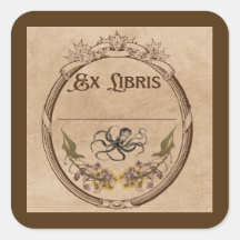Vintage Bookplate with Octopus