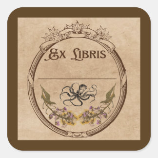 Vintage Bookplate with Octopus