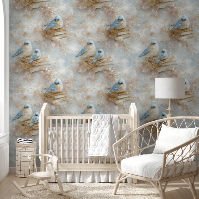 Vintage Books and Bluebirds  Wallpaper (Kids)