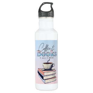 Vintage Books and Coffee is All I Need Stainless Steel Water Bottle