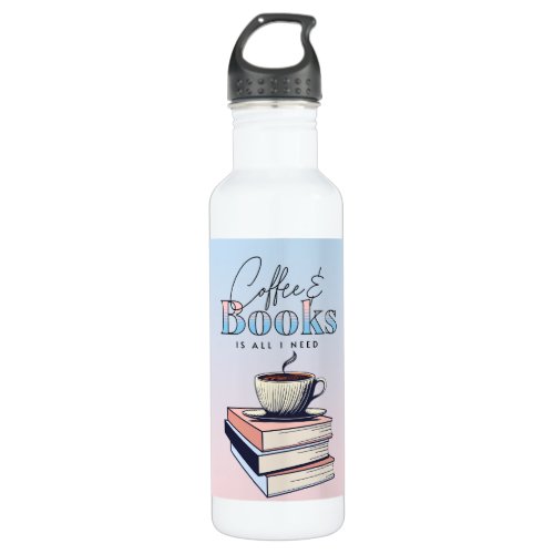 Vintage Books and Coffee is All I Need   Stainless Steel Water Bottle