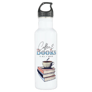 Vintage Books and Coffee is All I Need Stainless Steel Water Bottle