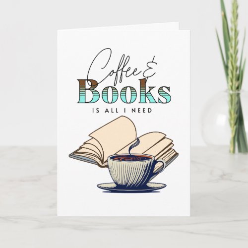 Vintage Books and Coffee Lover Birthday Card