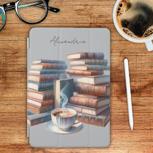 Vintage Books and Coffee Monogram iPad Mini Cover