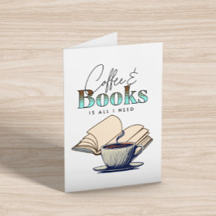 Vintage Books and Coffee Thinking About You Card