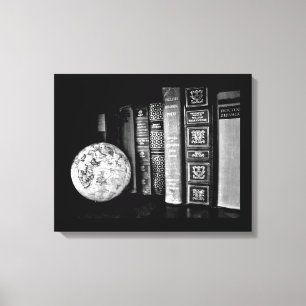 Vintage Books and Globe  Canvas Print