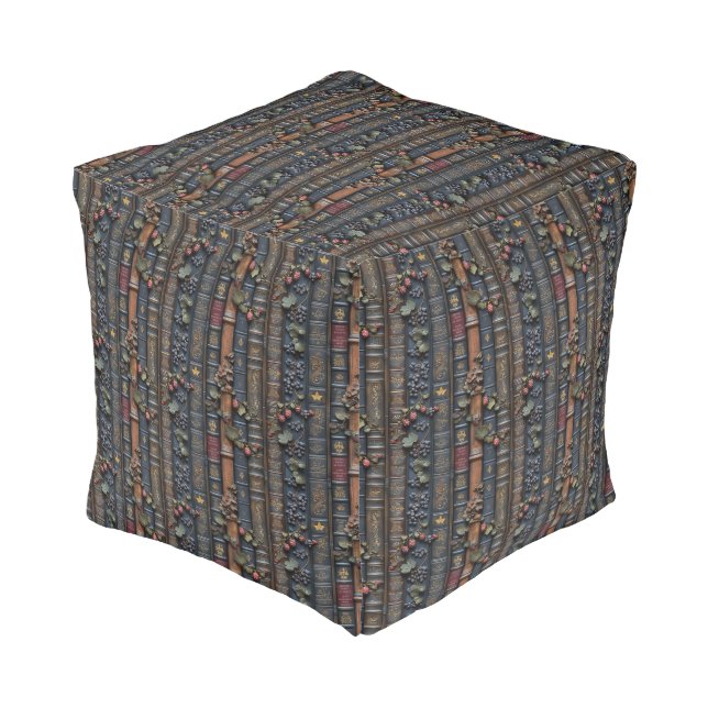 Vintage Books and Grapevine Pouf (Angled Back)
