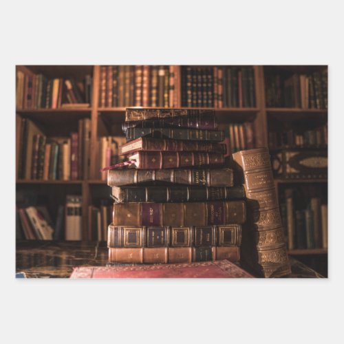 Vintage Books and Letters wrapping paper