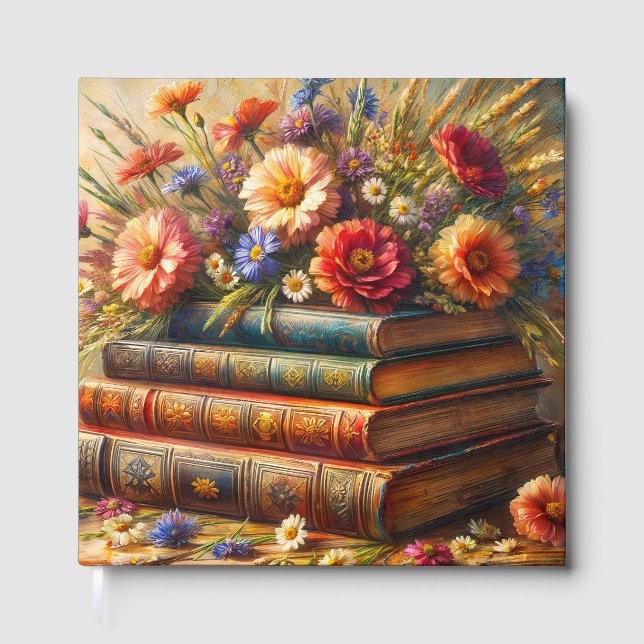 Vintage Books and Wildflowers Art (Front)