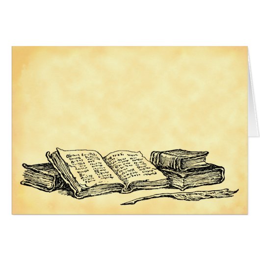 Vintage Books and Writing Quill Blank Art Card (Front Horizontal)