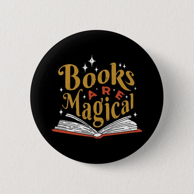 Vintage Books Are Magical Button (Front)