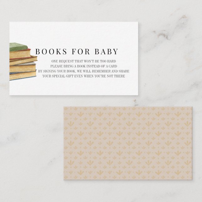 Vintage Books Baby Shower Book Request Business Card (Front/Back)