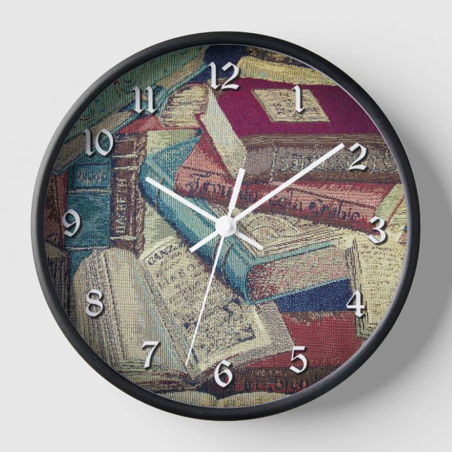 Vintage Books Background  Clock (Front)
