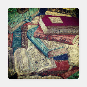 Vintage Books Background Coaster Set