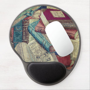 Vintage Books Background Gel Mouse Pad