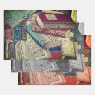 Vintage Books Background Wrapping Paper Sheets