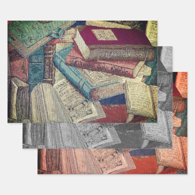 Vintage Books Background  Wrapping Paper Sheets (Set)