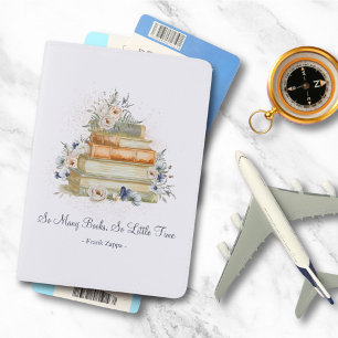 Vintage Books Beige Blue Flowers Custom Quote Passport Holder