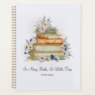 Vintage Books Beige Blue Flowers Quote Teacher Planner