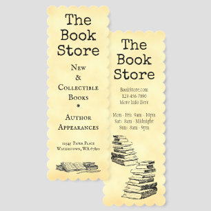 Vintage Books Editable Bookstore Etching Bookmarks
