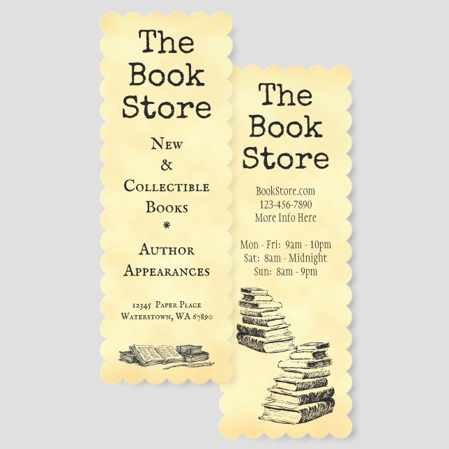Vintage Books Editable Bookstore Etching Bookmarks (Front & Back)