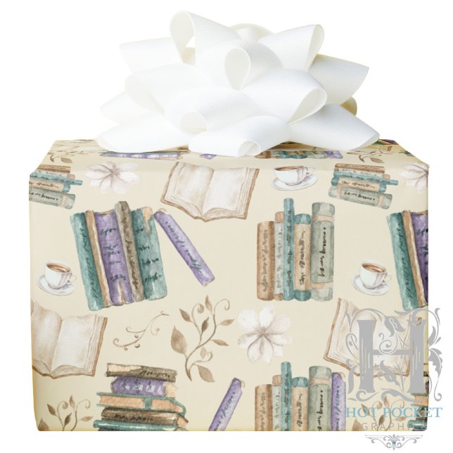 Vintage Books Gift Wrapping Paper - Cream (Creator Uploaded)