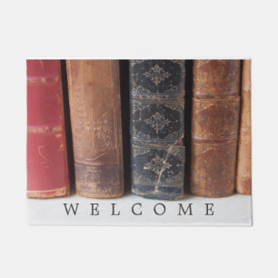 Vintage books in a row doormat