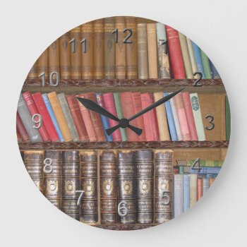Vintage Books Large Clock by Impactzone at Zazzle