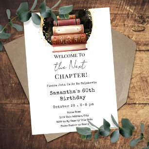 Vintage Books Next Chapter 60th Adult Birthday Invitation