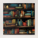 Vintage Books on Bookshelf Pattern Jigsaw Puzzle<br><div class="desc">Perfect for book lovers,  this classic depiction of books on a library bookshelf adds warmth and charm to any home décor.</div>