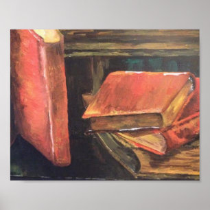"Vintage Books" Painting by Willowcatdesigns Poster