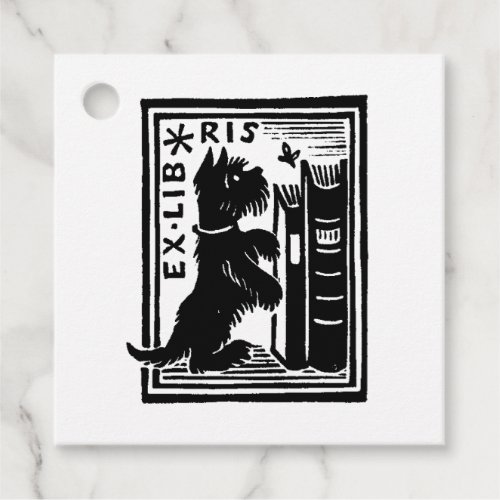 Vintage Books Puppy Dog Bookplate Book Club Favor Tags