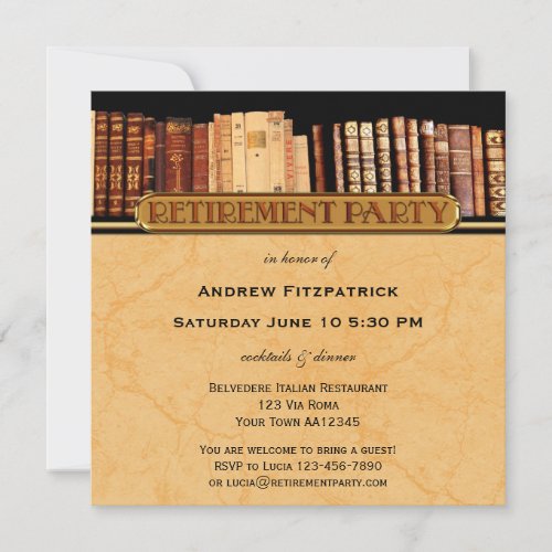 Vintage Books Retirement Party Invitation