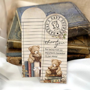 Vintage Books Teddy Bear Baby Shower Favor Bookmarks