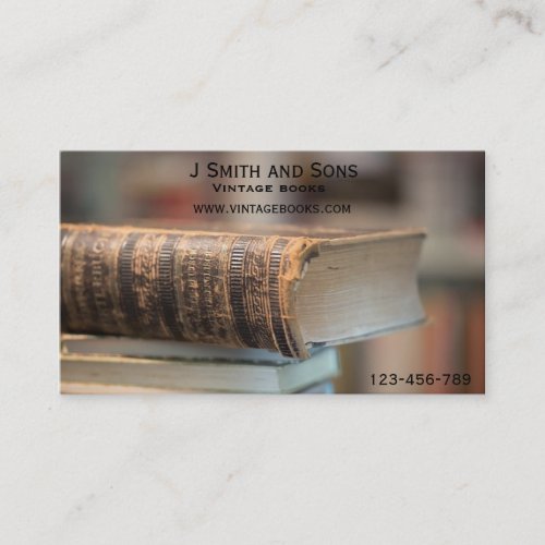 Vintage books Vintage second hand bookstore Business Card