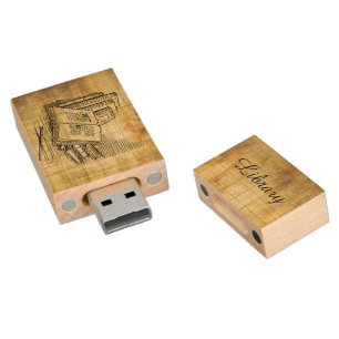 Vintage Books Wood USB Flash Drive