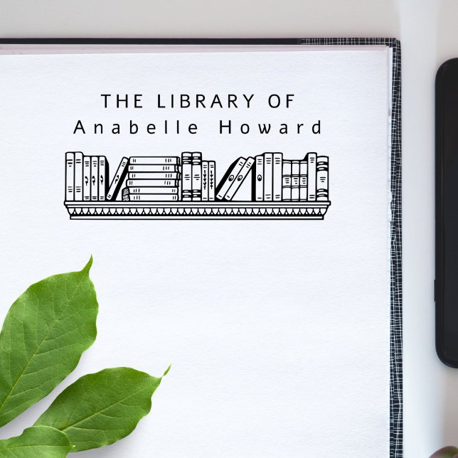 Vintage Bookshelf Simple Custom Library Books Rubber Stamp (Creator Uploaded)