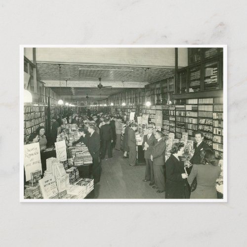 Vintage Bookstore Interior Australia Postcard