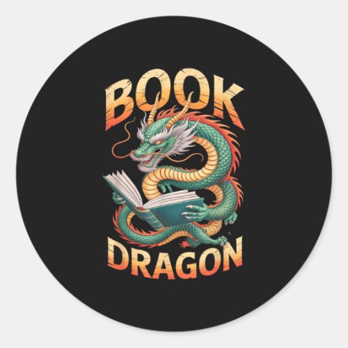 Vintage bookworm be book dragon school squad shelf classic round sticker