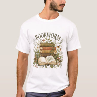 Vintage Bookworm – Botanical Books & Reading T-Shirt