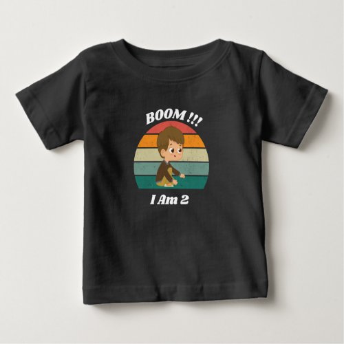 Vintage Boom I Am 2 2th Birthday Boy Love Kids Baby T_Shirt