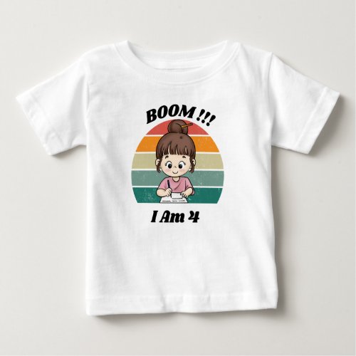 Vintage Boom I Am 4th Birthday Boy Love Kids  Baby T_Shirt