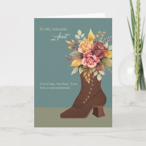 Vintage Boot  Flowers Aunt Mothers Day Card