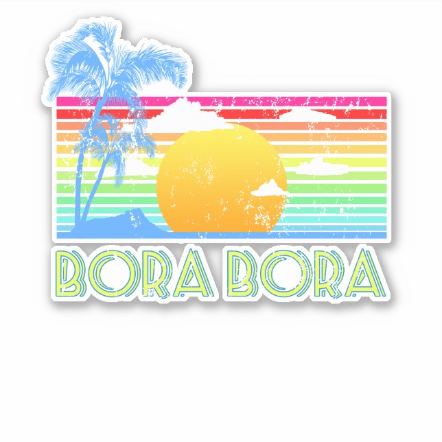 Vintage Bora Bora Beach Sticker (Front)