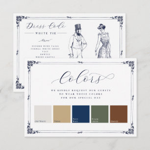 Vintage Border 5 Colors Wedding Dress Code Enclosure Card