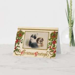 Vintage Border Collie Christmas Card