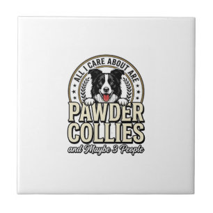 Vintage Border Collie Dog Lover Funny Shirt Design Ceramic Tile