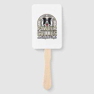 Vintage Border Collie Dog Lover Funny Shirt Design Hand Fan