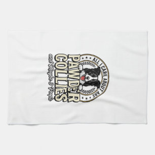 Vintage Border Collie Dog Lover Funny Shirt Design Kitchen Towel